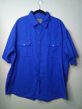 Coevals Club Shirt Men XXL Pearl Snap Short Sleeve Pockets Western Blue